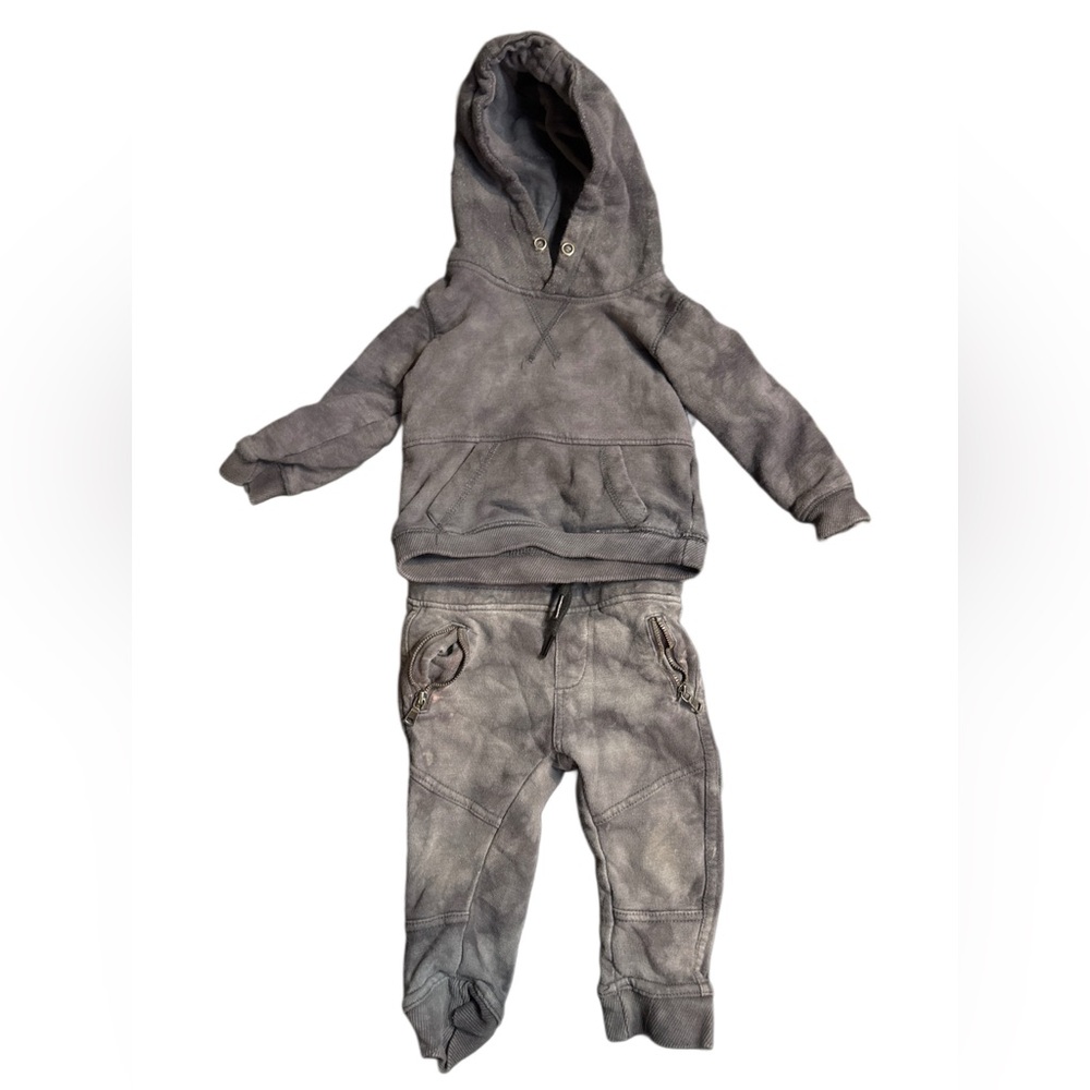 Joe's Jeans Kids Hoodie and Sweatpants Set in Gray Acid Wash Size 9M